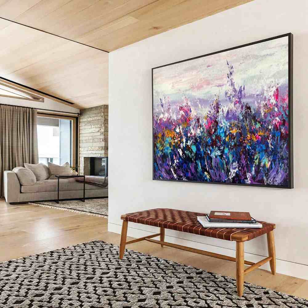 field wall art in purple